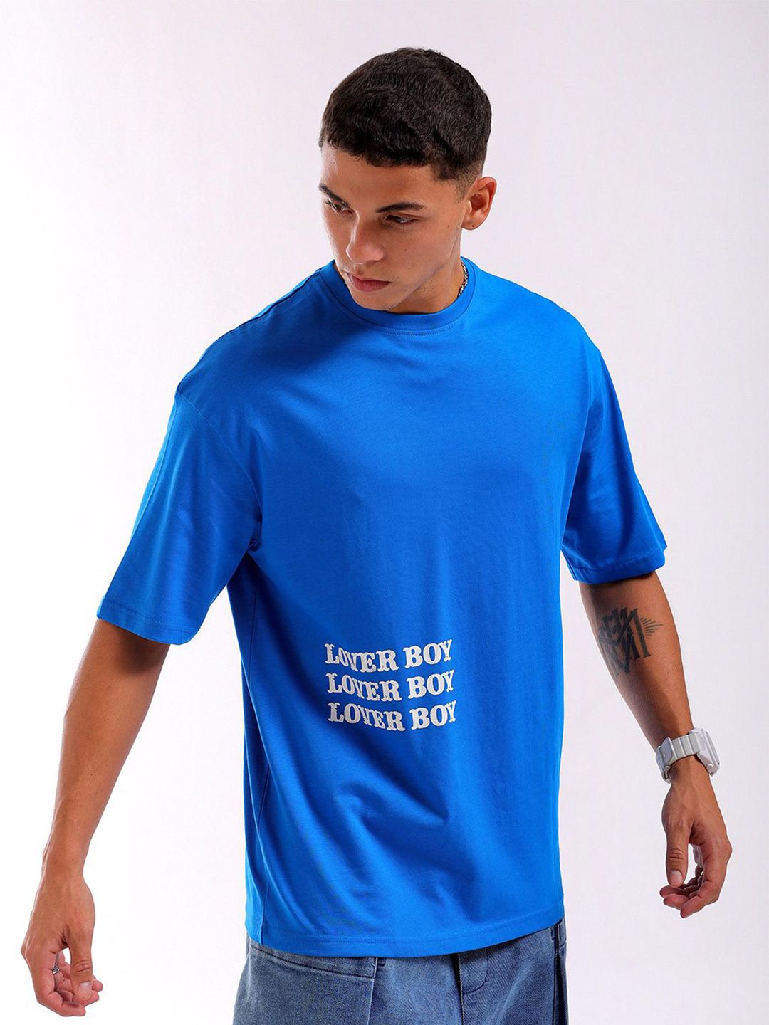 The Indian Garage Co Men Back Printed Round Neck Boxy Oversized T-shirt