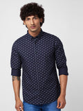 SPYKAR Slim Fit Geometric Printed Pure Cotton Casual Shirt
