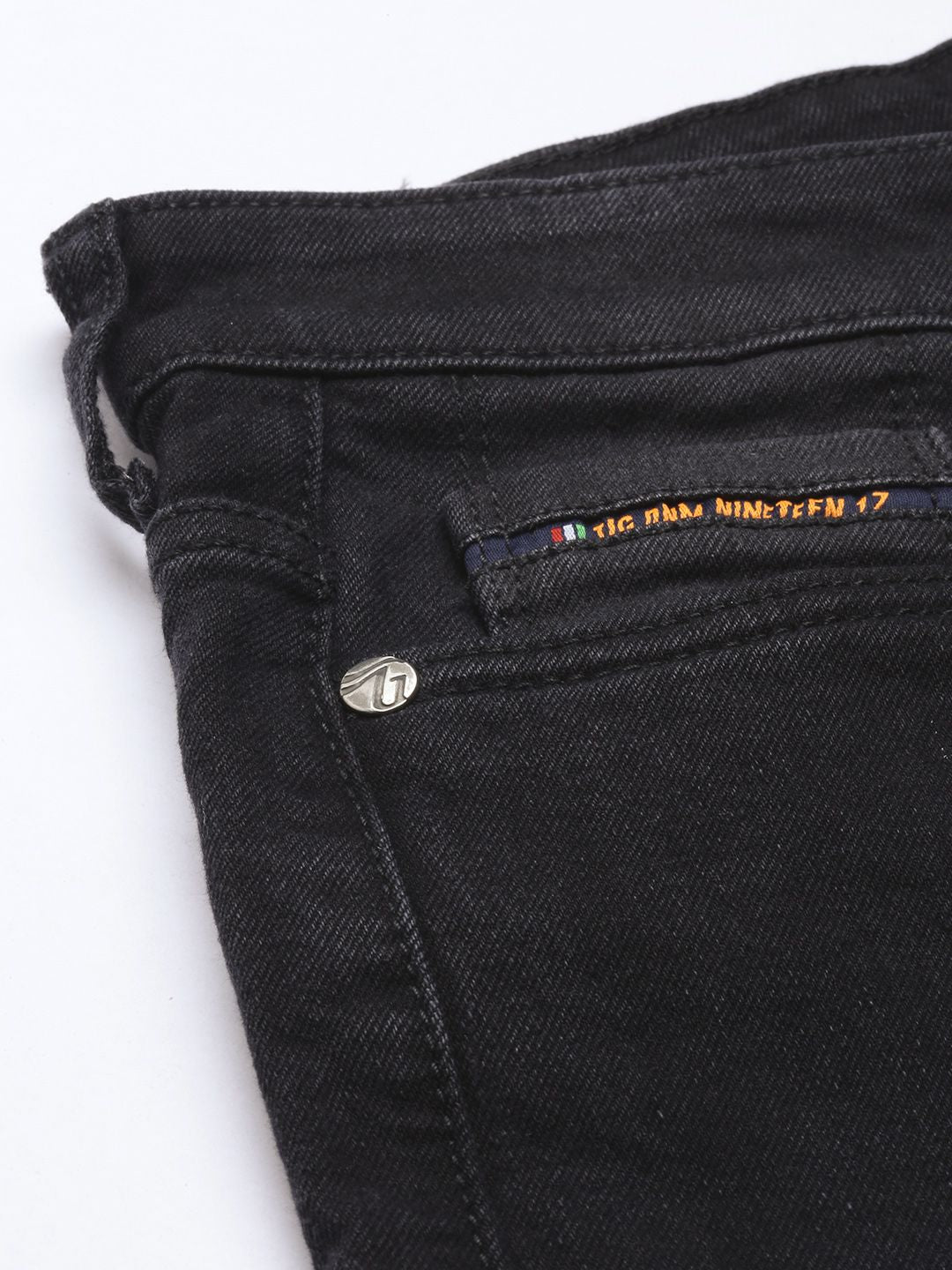 The Indian Garage Co Men Black Slim Fit Light Fade Stretchable Jeans