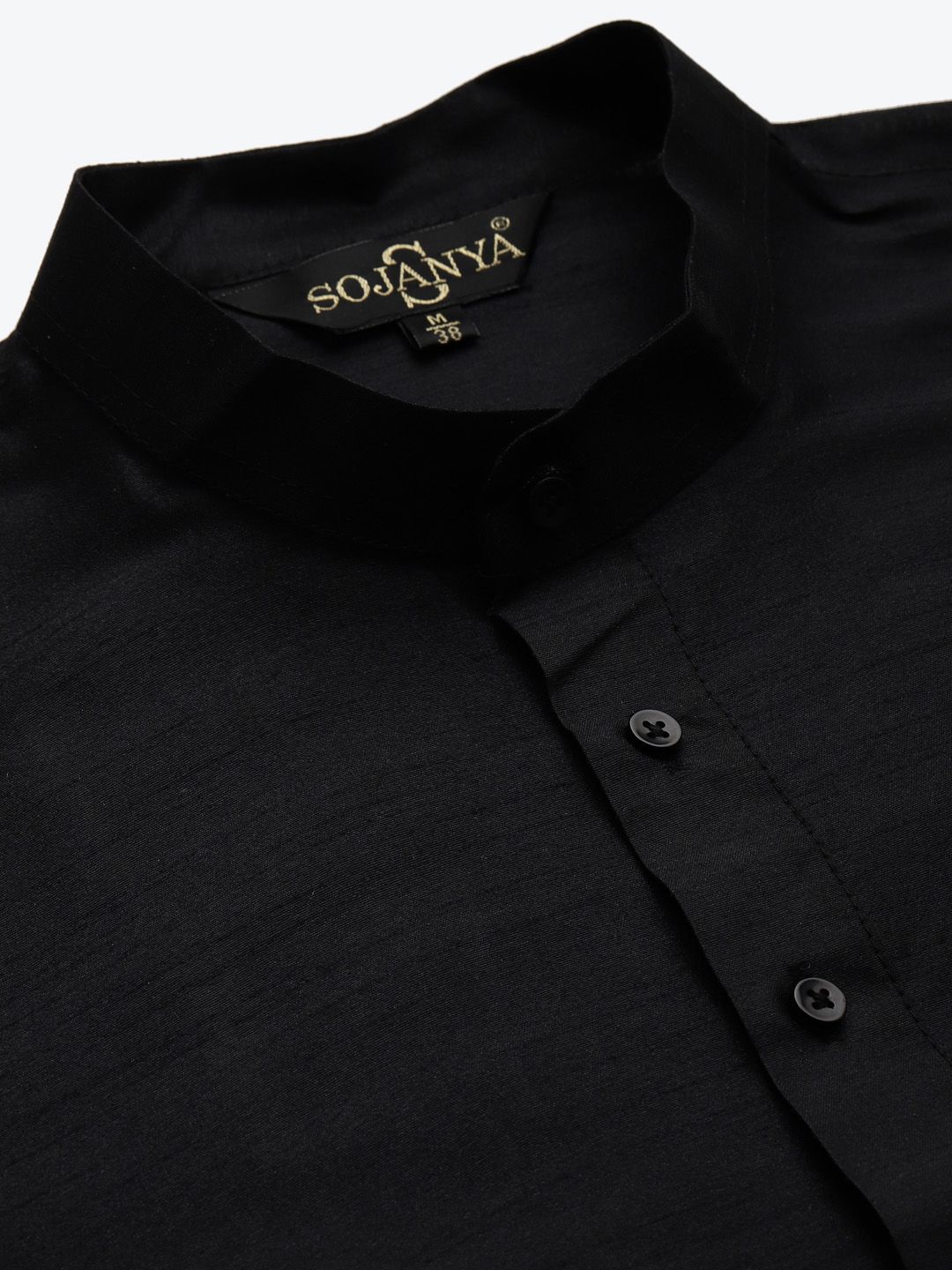 SOJANYA Men Black & Yellow  Jacquard Woven Design Kurta with Churidar & Nehru Jacket