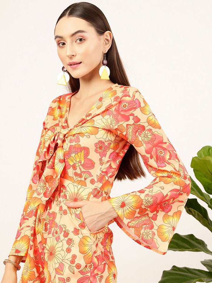 STREET 9 Floral Printed Tie Up Neck Jumpsuit