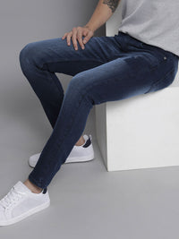 The Indian Garage Co Men Navy Blue Skinny Fit Light Fade Stretchable Jeans