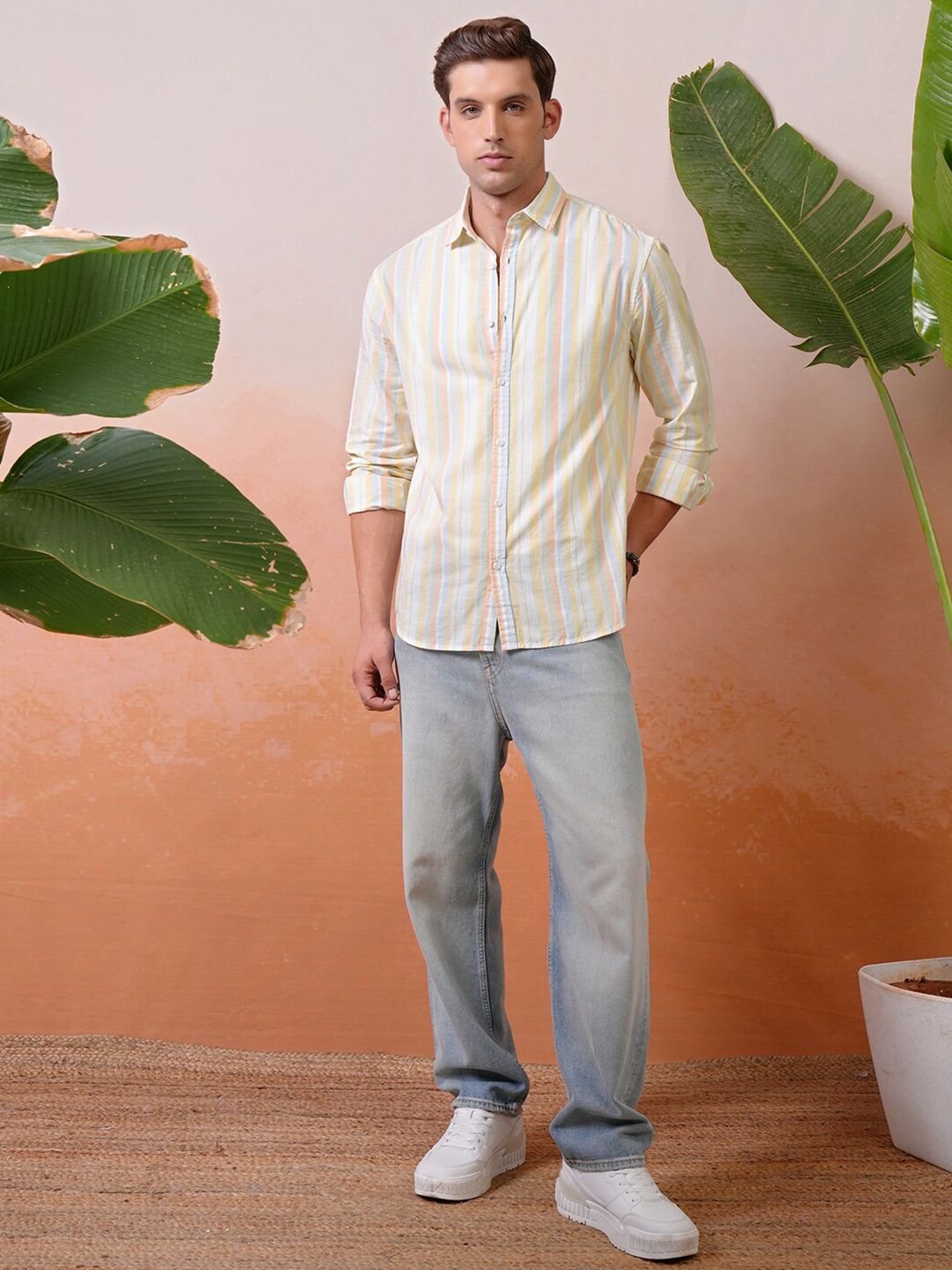 "Locomotive Premium Men Striped Relaxed   Shirt"