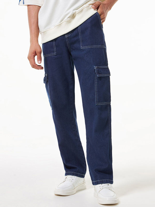 Bewakoof Men Pure Cotton Baggy Cargo Jeans