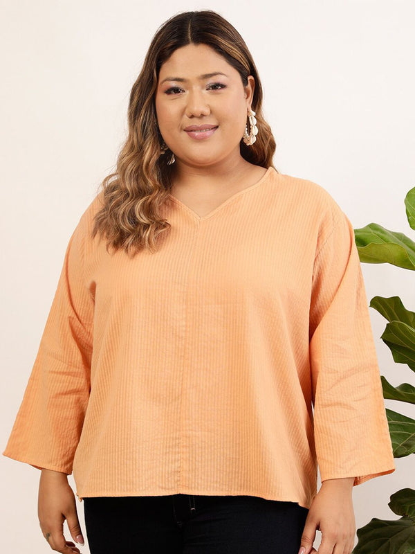 CURVY STREET V-Neck Flared Sleeves Top