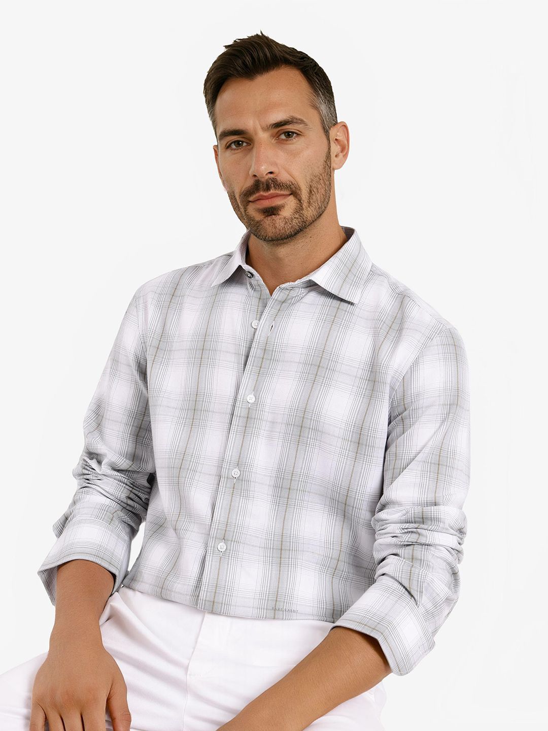 RARE RABBIT Men Comfort Spread Collar Checked Cotton Casual Shirt
