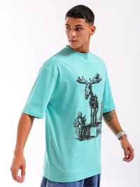 The Indian Garage Co Men Pure Cotton Graphic Printed Oversized Round Neck T-shirt