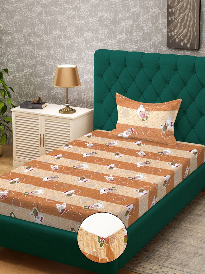 KLOTTHE Mustard Kapas Perbualan 400 TC Dilengkapi Cadar Single Superfine dengan Sarung Bantal-89 x 59 inci