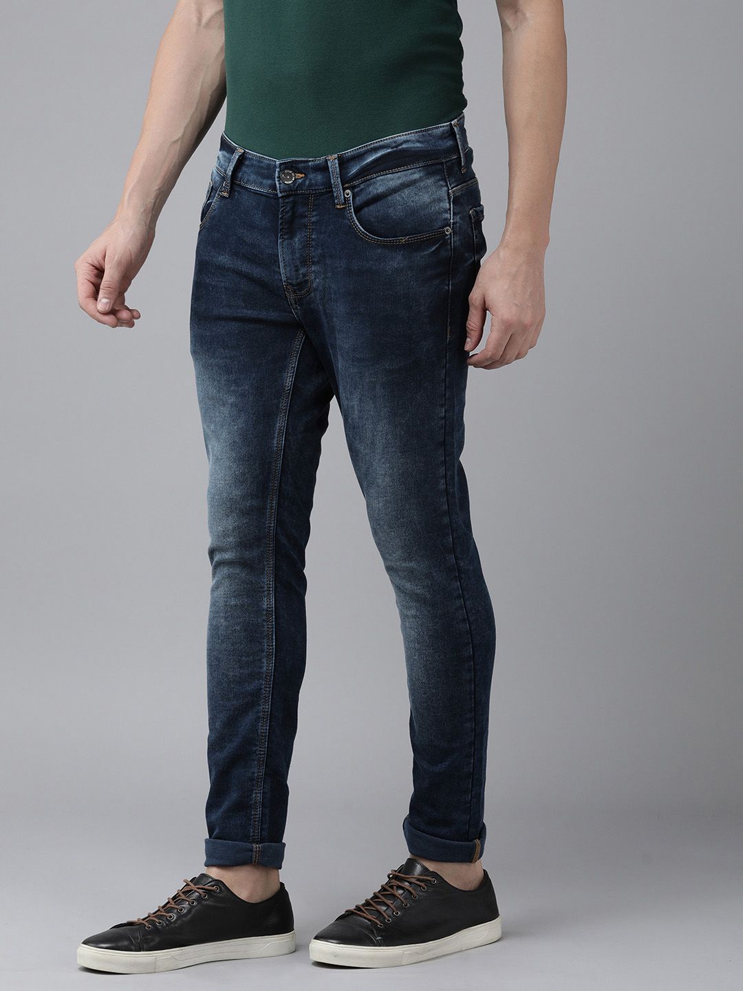 SPYKAR Men Purist Super Skinny Fit Low-Rise Heavy Fade Ankle Length Stretchable Jeans