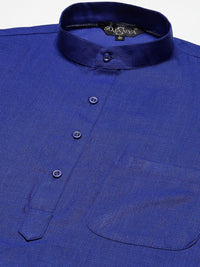 SOJANYA Men Blue Ethnic Motifs Embroidered Kurta with Churidar