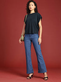 all about you Women Slim Bootcut Fit High-Rise Light Fade Stretchable Jeans
