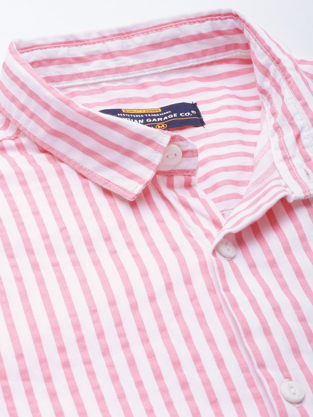 The Indian Garage Co Men Pink Comfort Striped Regular Fit Cotton Casual Shirt