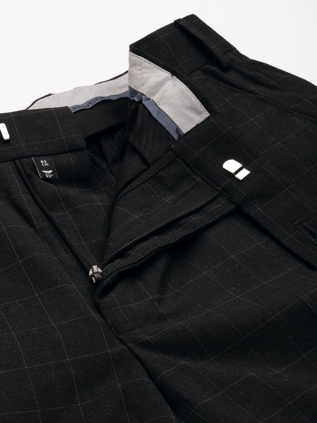 Park Avenue Men Checked Smart Low-Rise Formal Trousers