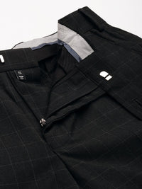 Park Avenue Men Checked Smart Low-Rise Formal Trousers