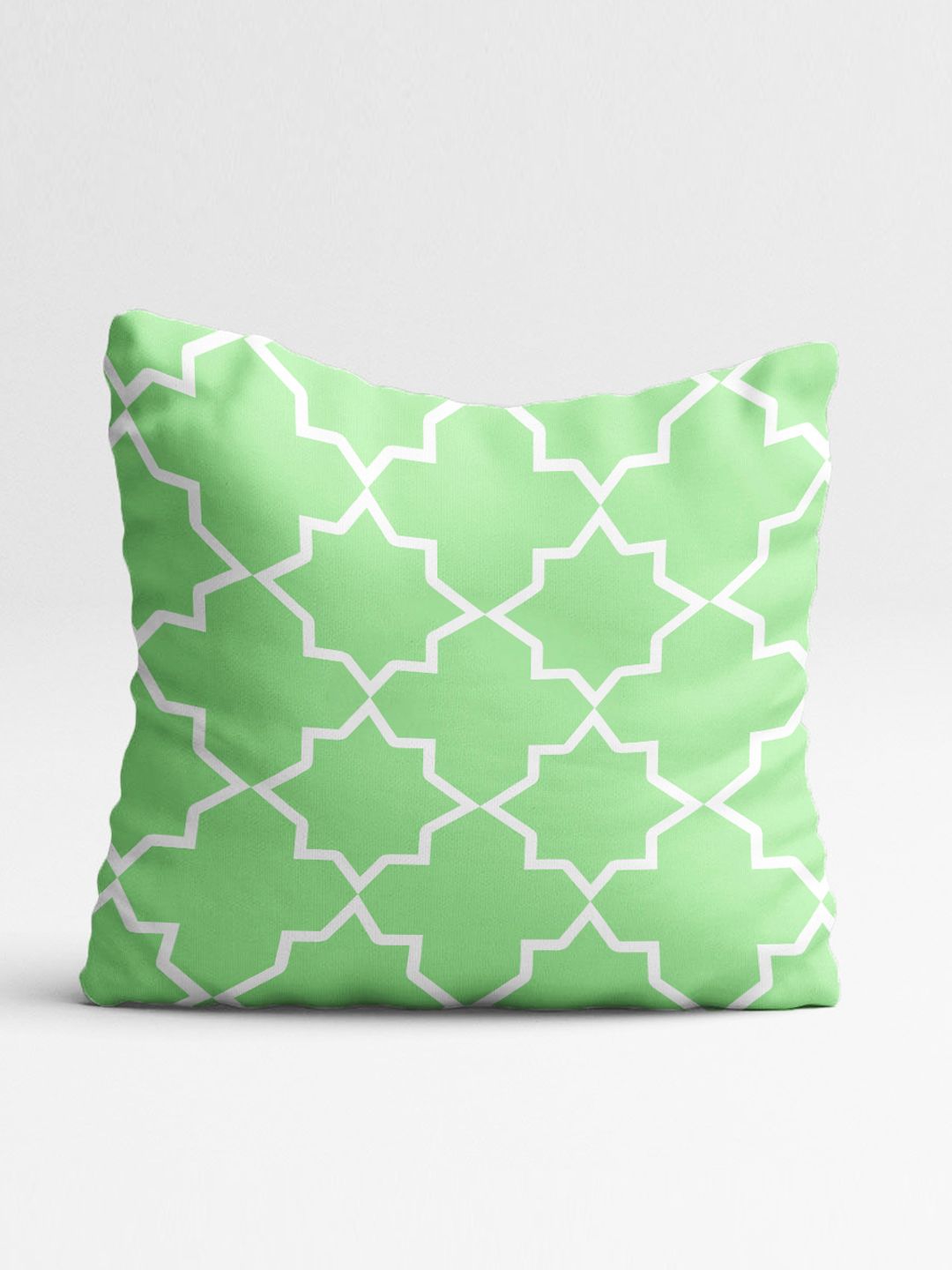 STITCHNEST Green & White Set of 5 Geometric Square Cushion Covers