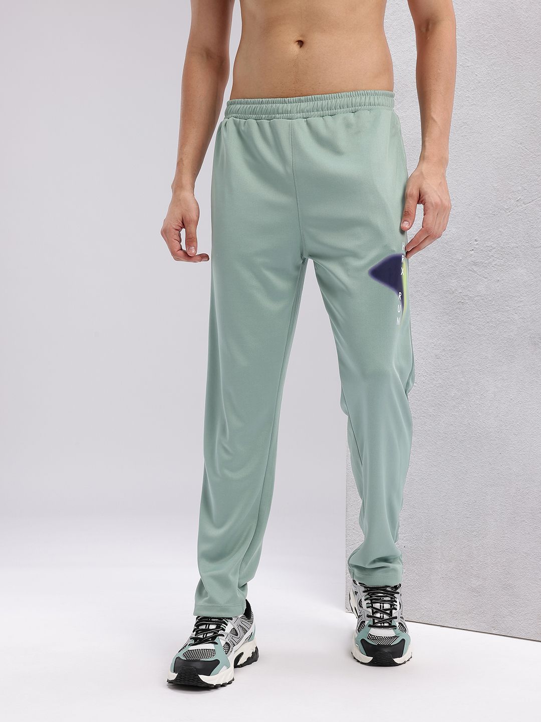 HRX by Hrithik Roshan Men Typography Print Detail Mid-Rise Rapid-Dry Running Track Pants