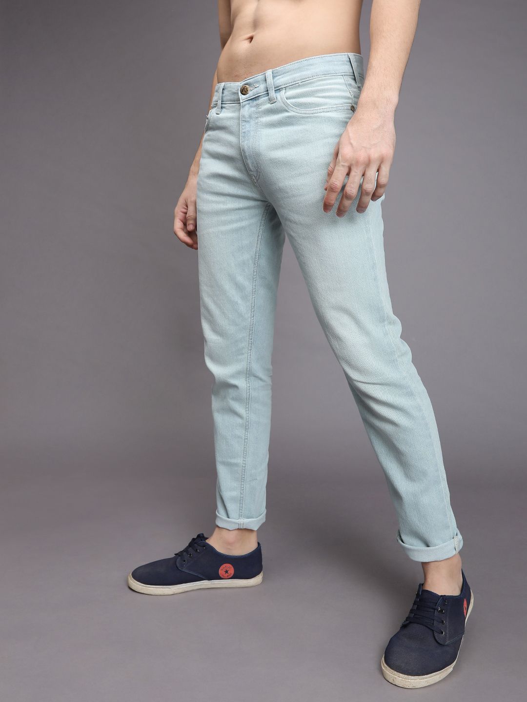 The Indian Garage Co Men Blue Slim Fit Low-Rise Clean Look Stretchable Jeans