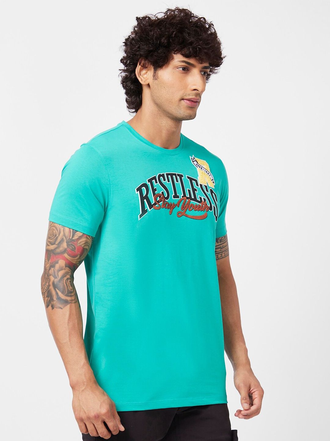 SPYKAR Typography Printed Slim Fit Cotton Casual T-Shirt