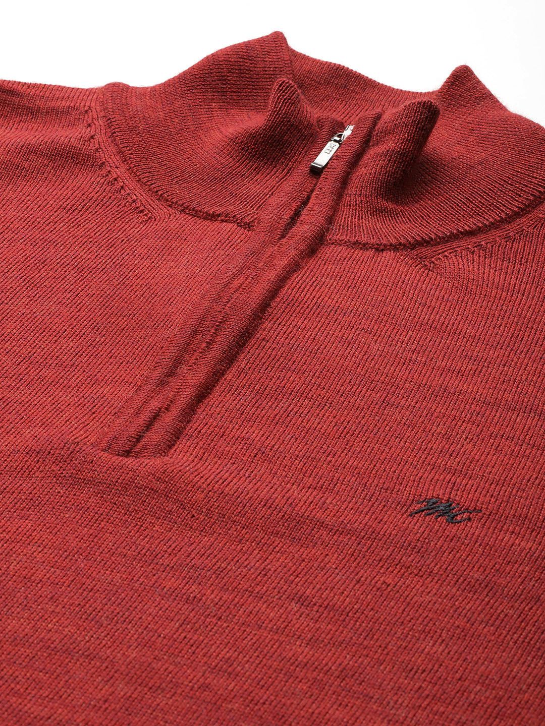Monte Carlo Solid Woollen Pullover with Mock Collar