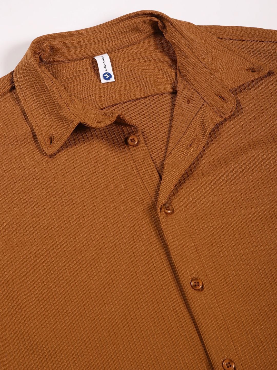 Thomas Scott 
Men Premium Slim Fit Vertical Stripes Textured Casual Shirt