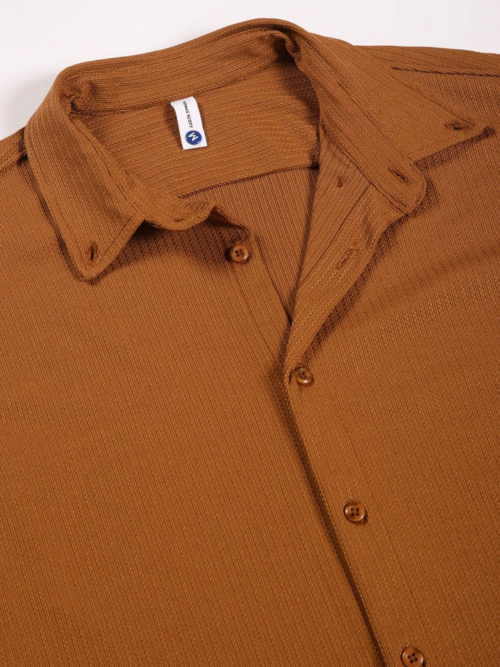 Thomas Scott 
Men Premium Slim Fit Vertical Stripes Textured Casual Shirt