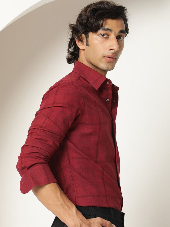RARE RABBIT Men Gareth Checked Slim Fit Cotton Shirt