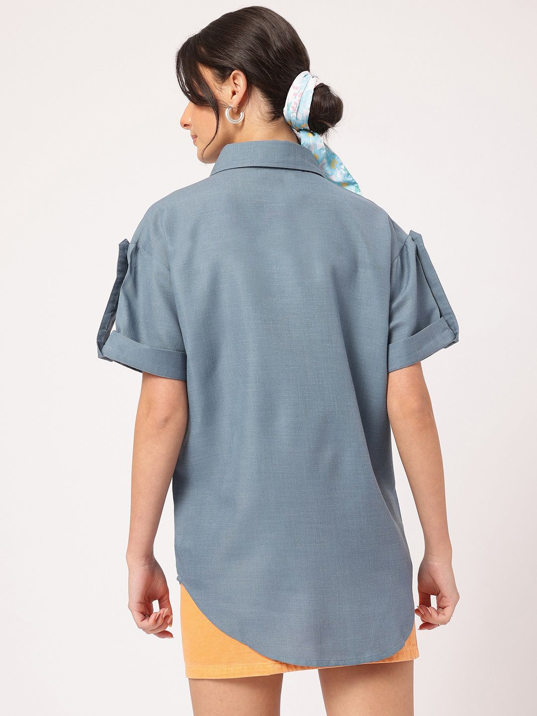 DressBerry Statement Roll-Up Tabs  Longline Shirt