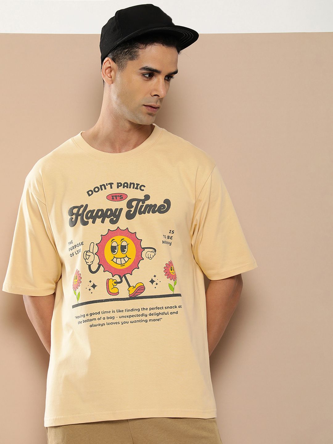Difference of Opinion Men Graphic Printed Embossed Oversized T-shirt