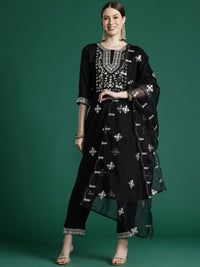 Indo Era Ethnic Motifs Embroidered Gotta Patti Kurta With Trousers & Dupatta