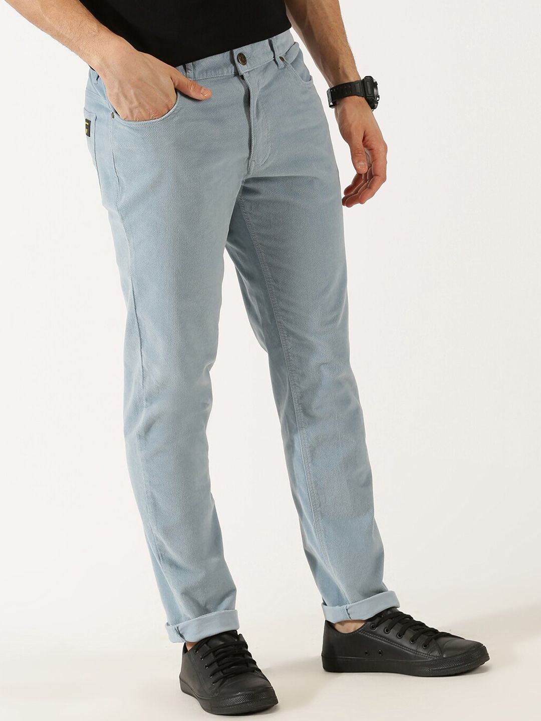 Thomas Scott Men Regular Fit Corduroy Chinos Trousers