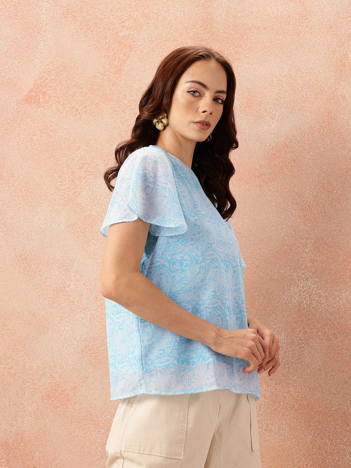 all about you Paisley Printed Flared Sleeve Top