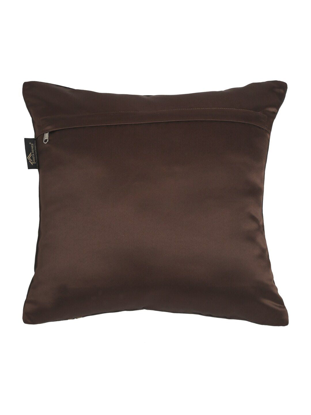 HOSTA HOMES Brown & Gold-Toned Set of 5 Floral Velvet Square Cushion Covers