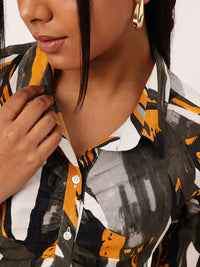 DressBerry Raw Artistic Abstract Printed Shirt & Skirt Co-Ords