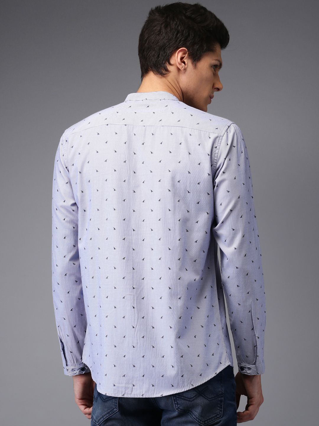 Bene Kleed Men Blue Smart Slim Fit Self Design Casual Shirt