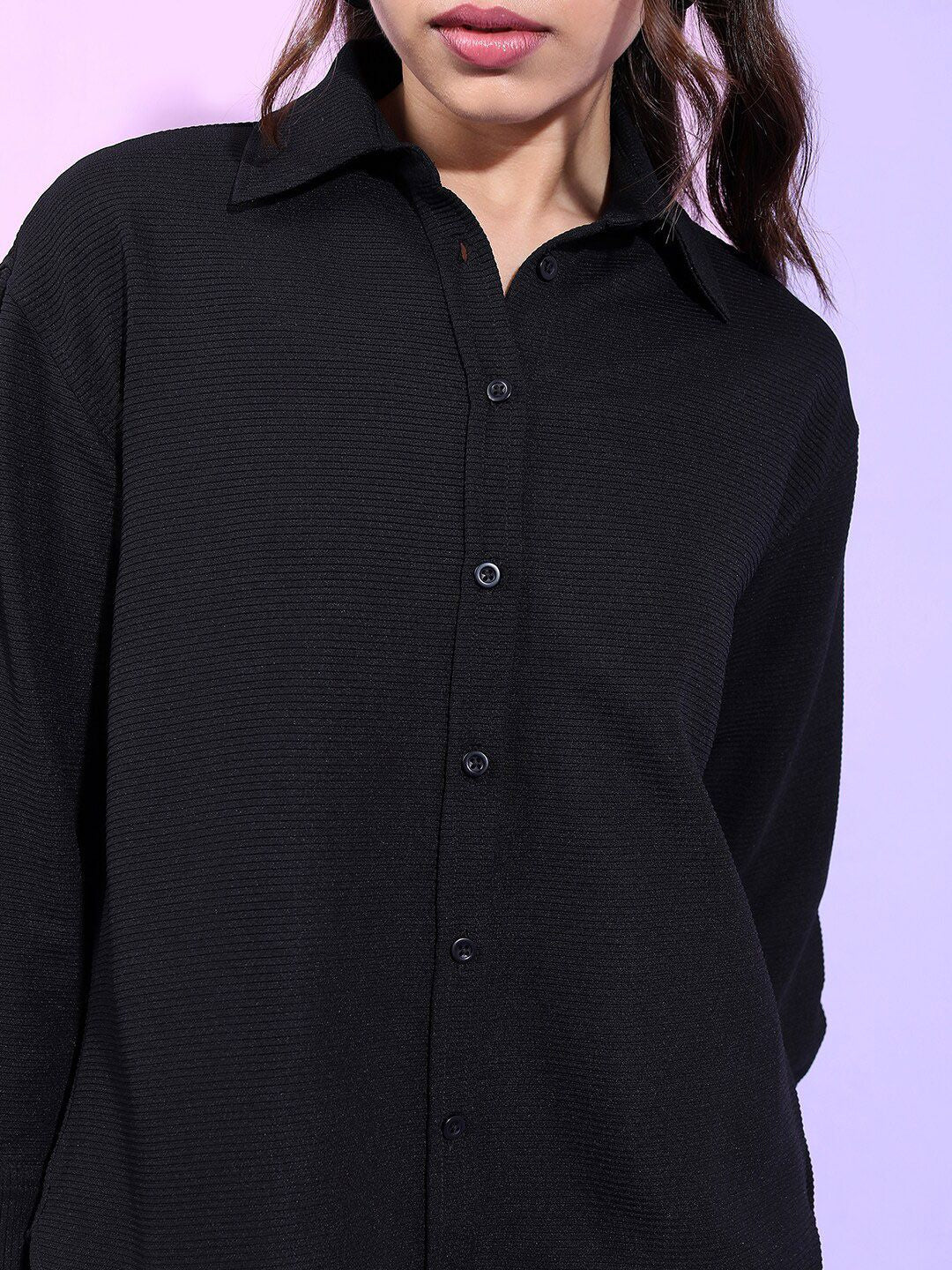 Tokyo Talkies Women Structured Knitted Shirt with Short
