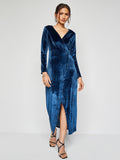 AND V-Neck Long Sleeves Maxi Midi Dress