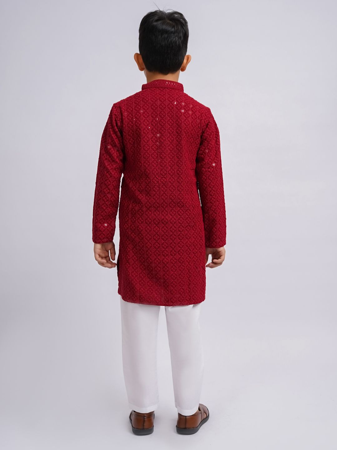VASTRAMAY Boys Ethnic Motifs Embroidered Regular Sequinned Kurta With Pyjamas