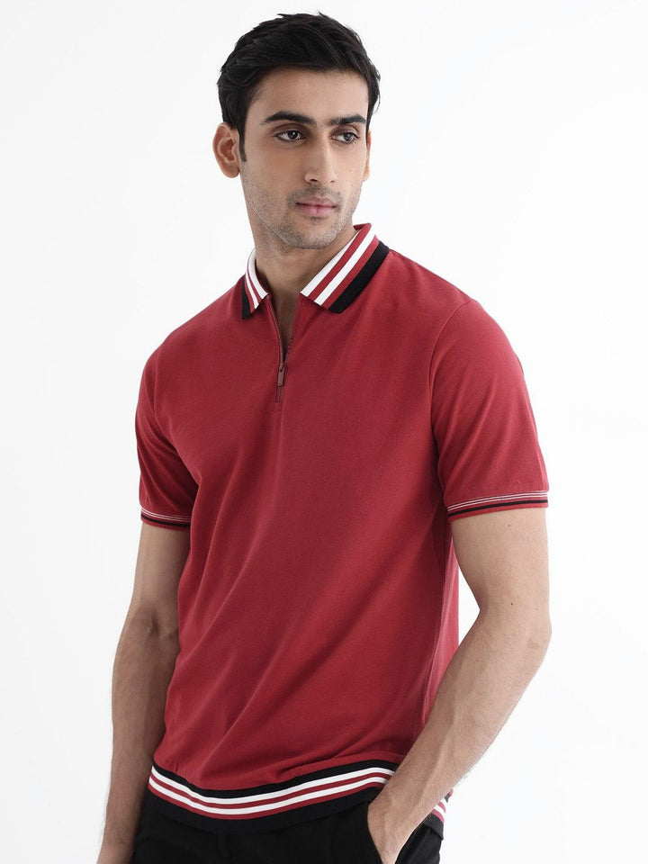RARE RABBIT Men Polo Collar Regular Fit T-shirt