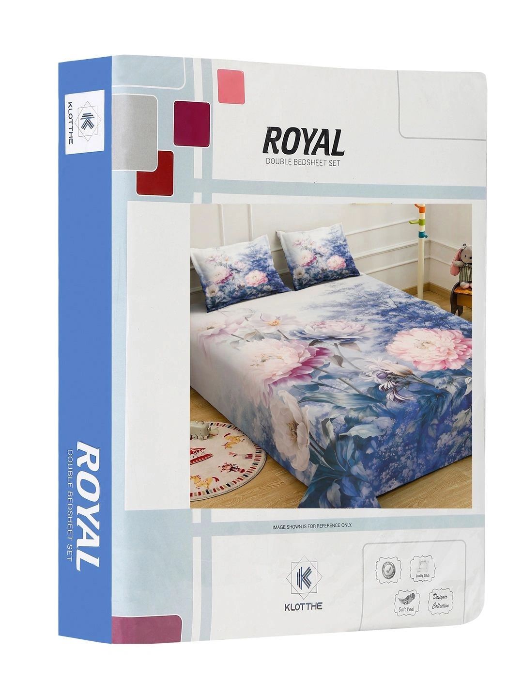 Moda Rapido X KLOTTHE Blue & White Floral 400 TC King Bedsheet with 2 Pillow Covers