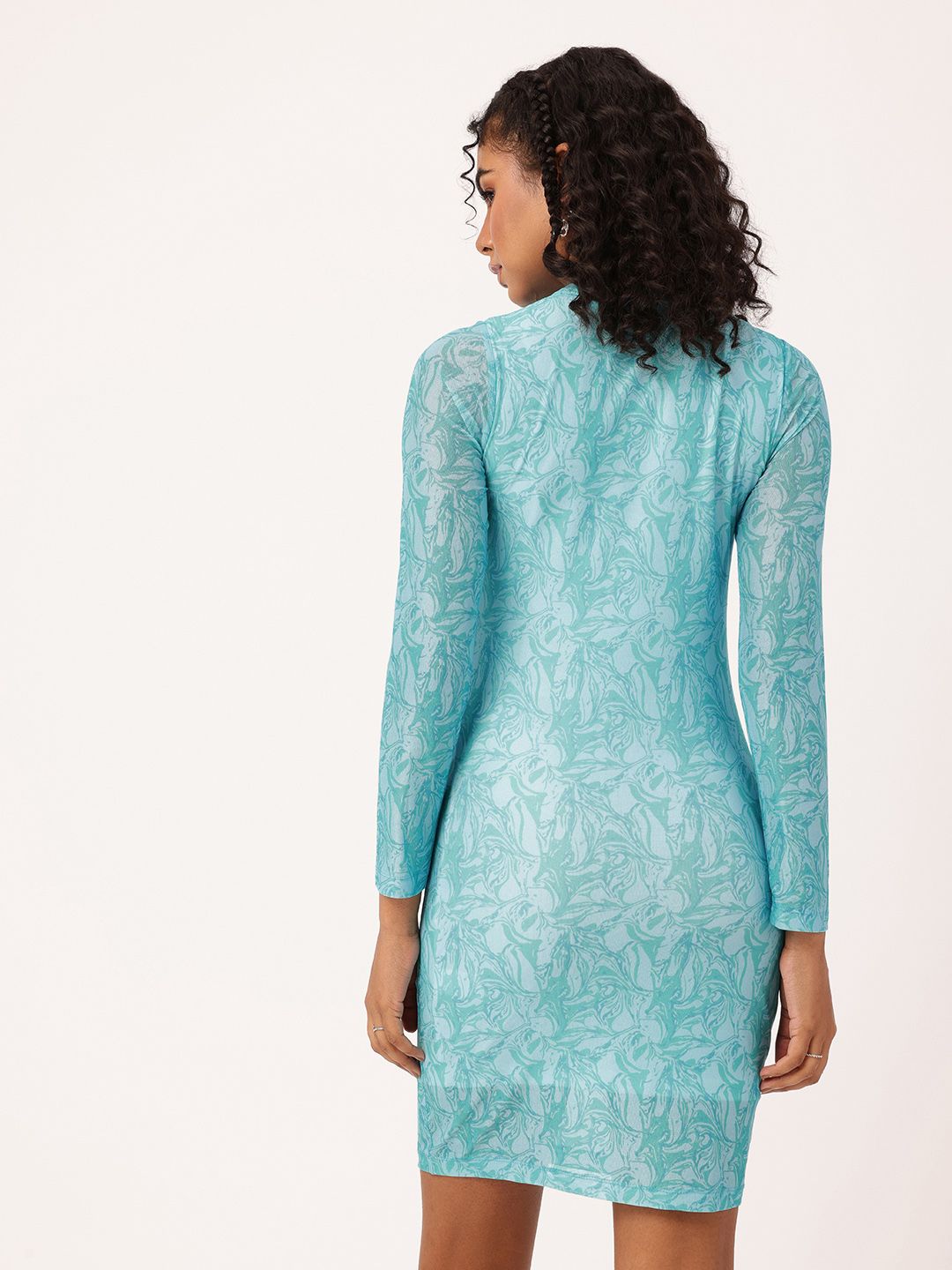 DressBerry Endearing Abstract Printed Soft Mesh Sheath Mini Dress