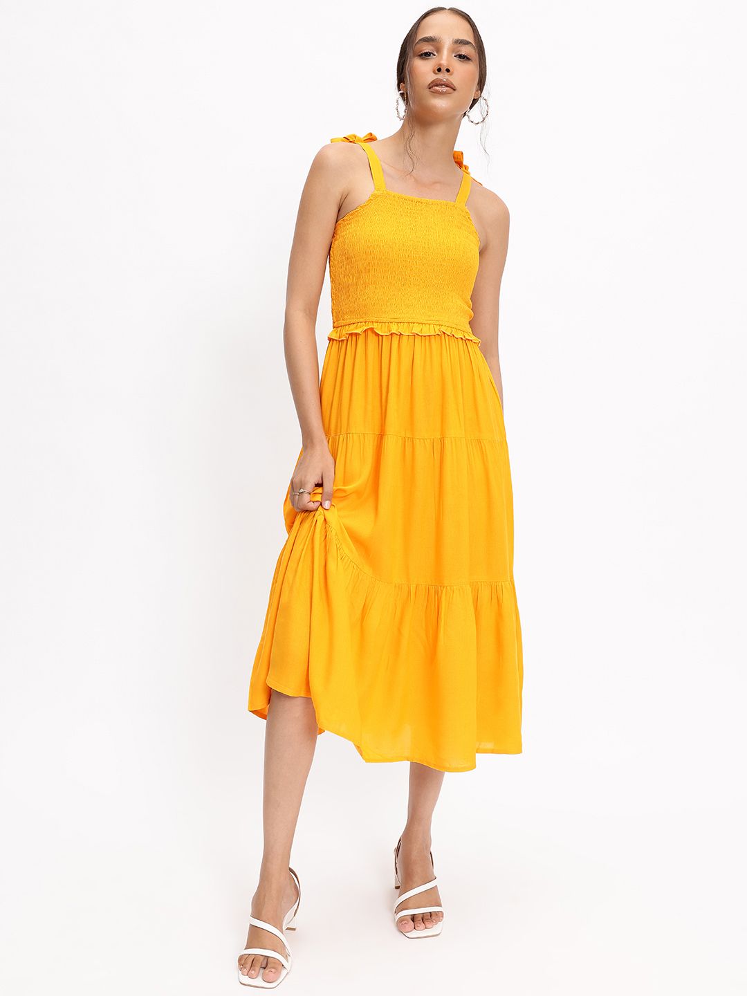 DressBerry Perfect Vacay Vibes Smocked Midi Sundress
