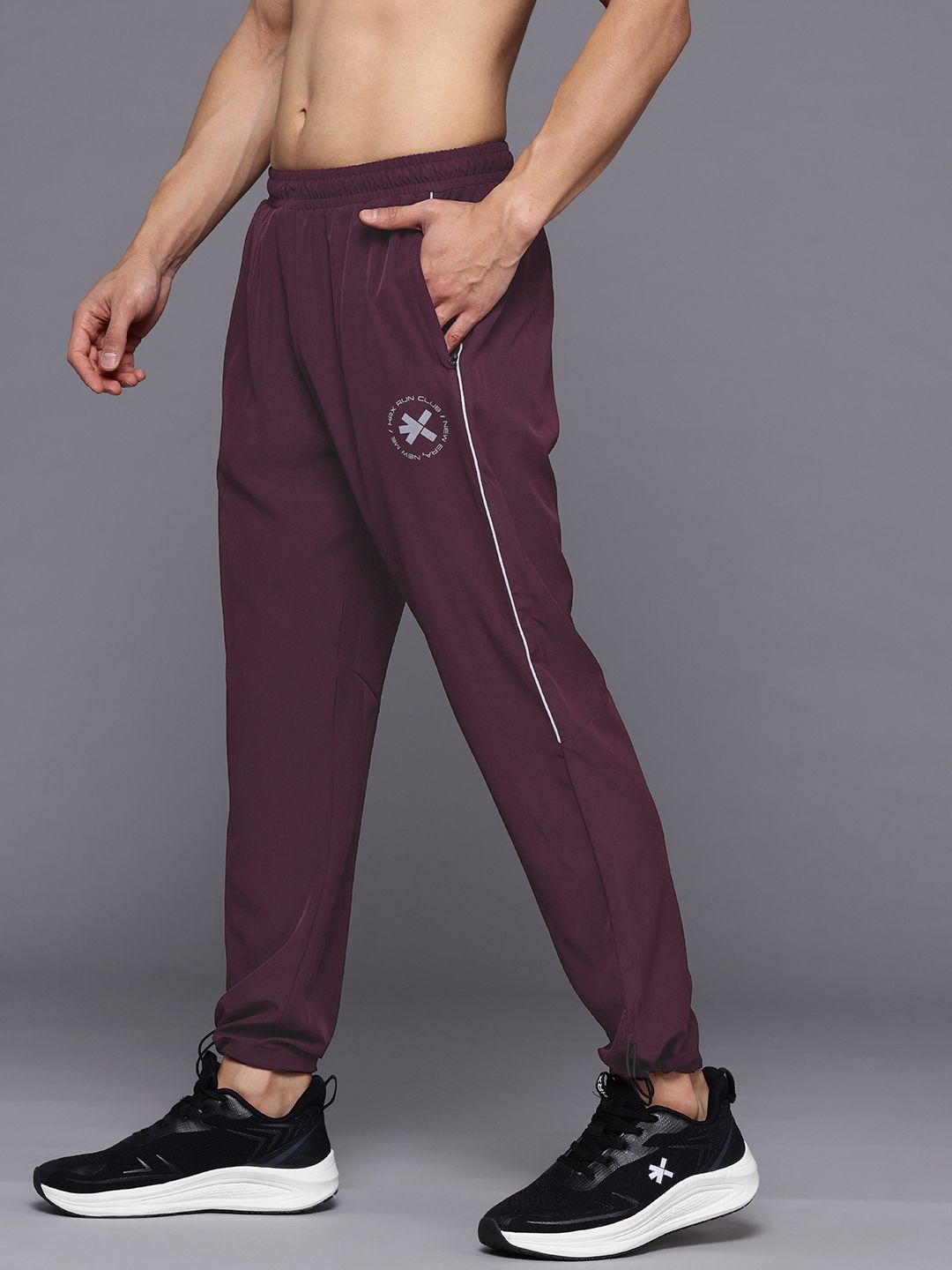 HRX by Hrithik Roshan Men Rapid-Dry Running Track Pants with Toggle-Hem