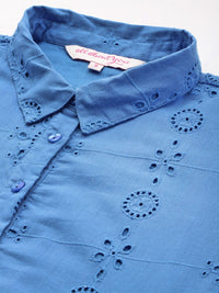 all about you Schiffli Pure Cotton A-Line Dress with Belt