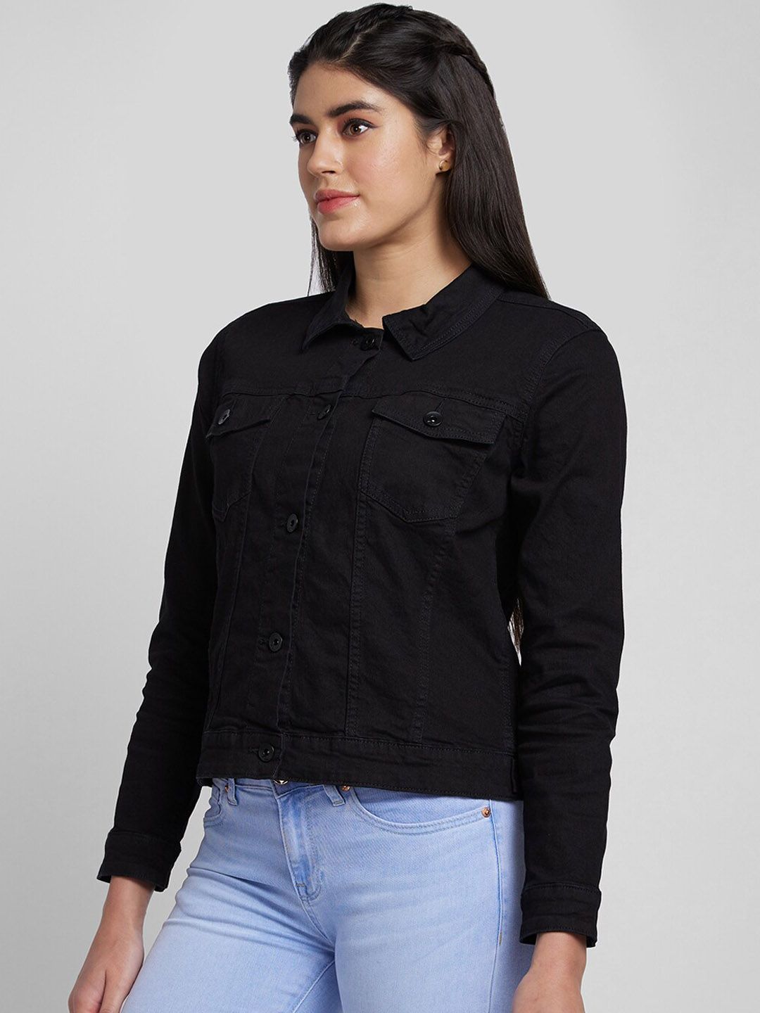 SPYKAR Women Washed Crop Denim Jacket