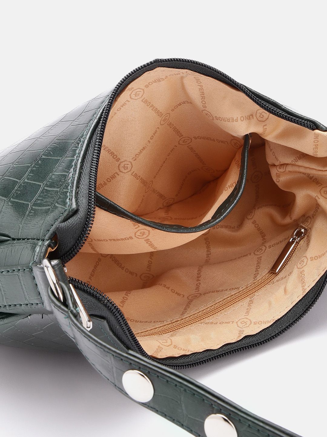 Lino Perros Croc-Textured Structured Baguette Bag