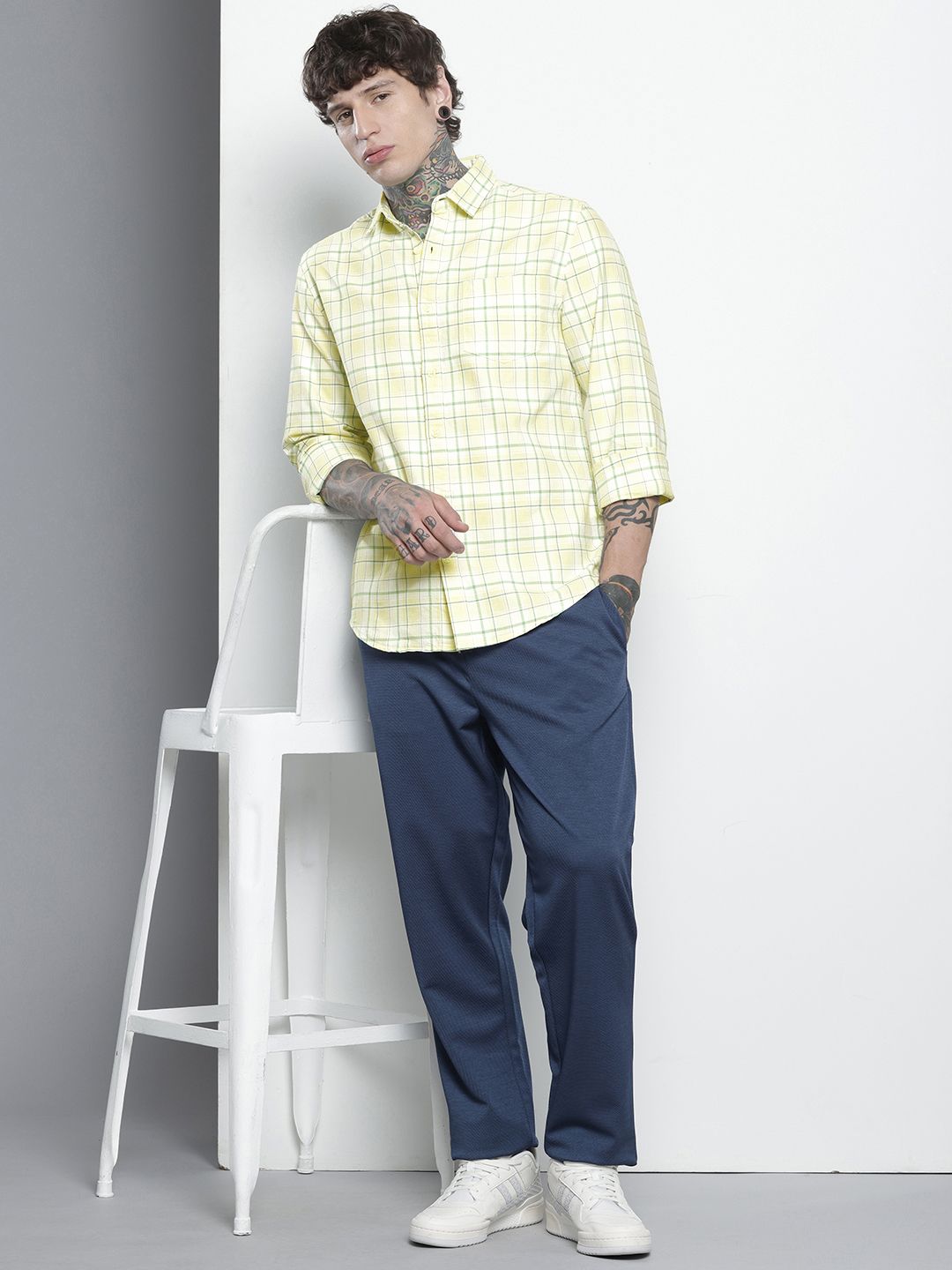 The Indian Garage Co Pure Cotton Slim Fit Checked Casual Shirt