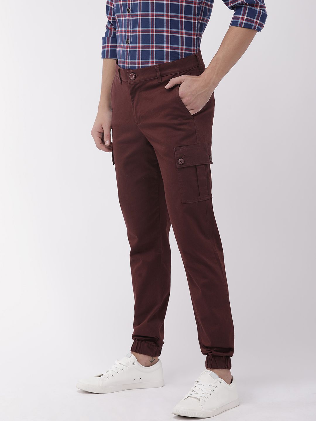 The Indian Garage Co Men Slim Fit Solid Cargos Joggers
