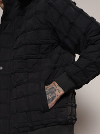 Campus Sutra Self-Design Hooded Windcheater Puffer Jacket