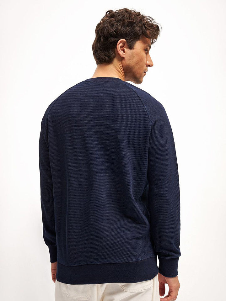 THE BEAR HOUSE Men Crew Neck Self-Design Pullover Sweater