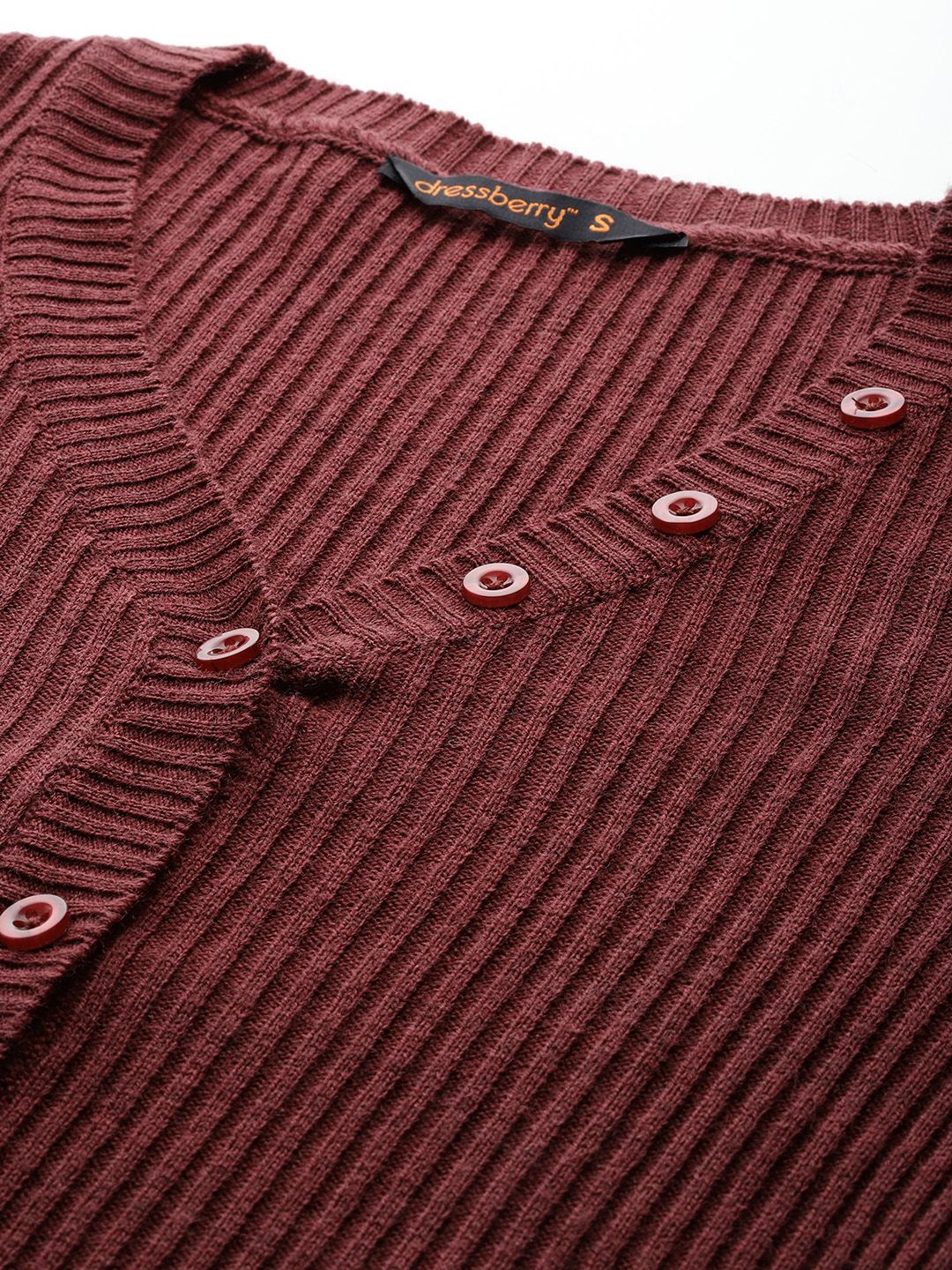 DressBerry Women Ribbed Acrylic Cardigan